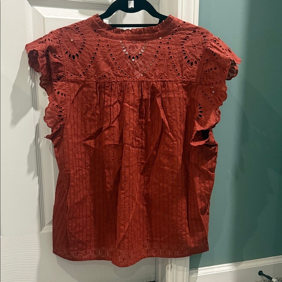 Daniel Rainn Red Eyelet Blouse - Picture 3 of 5